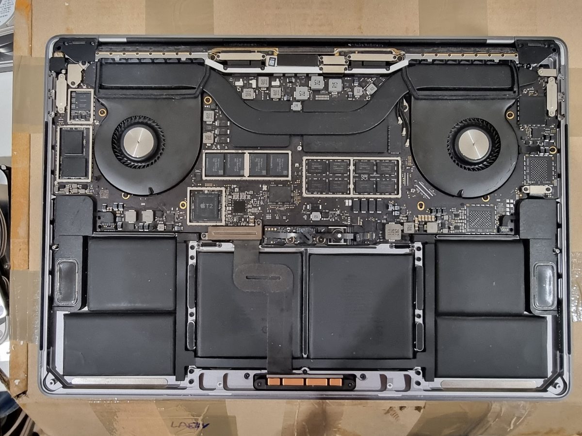 MacBook Pro opened for data recovery