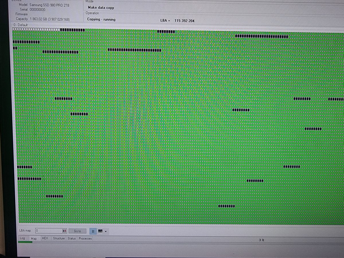 PC-3000 recovering Samsung SSD data